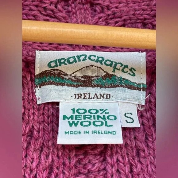 Aran Craft Merino Wool Open Front Sweater Cardigan small - Picture 3 of 6